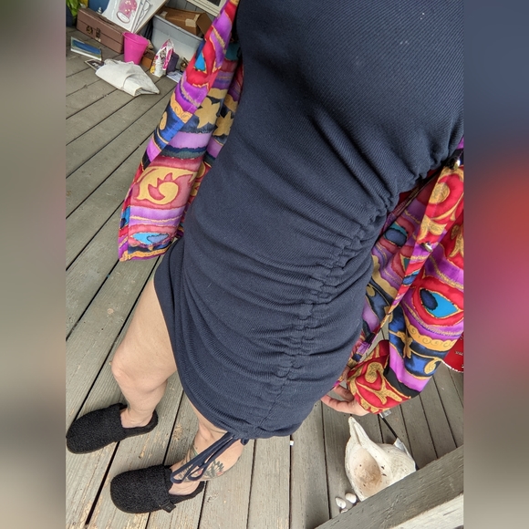 NWT Princess Polly Lioness Military Minds Navy Blue Knit Ruche Dress - Picture 2 of 3